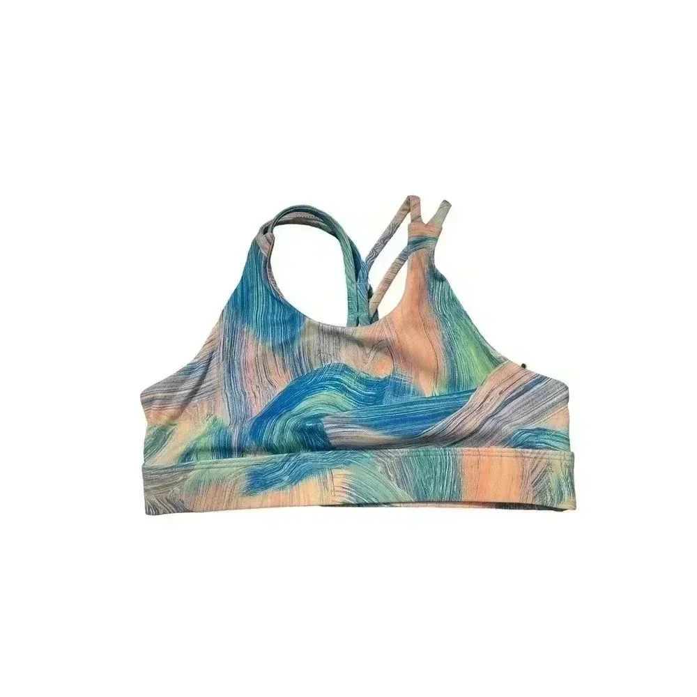 All In Motion Girl's Youth Sz Small 6/6X Spaghetti Strap Blue Mulicolor Bra